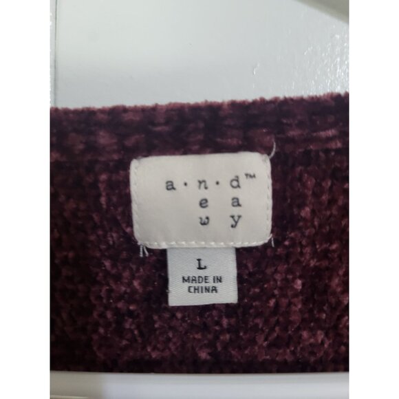 A NEW DAY Women's LG Chenille Burgundy Wine Boat Neck Pullover Sweater Holiday - Picture 4 of 8